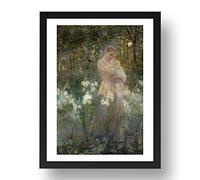 Period Prints Dora Hitz: The Sun Child, vintage art, A3 reproduction in 17x13 Black Frame