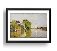 Period Prints Houses on Achterzaan, 1872 by Claude Monet, vintage art, framed A3 reproduction poster print in 17x13 inch frame