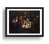 Period Prints Joseph Wright 'of Derby': An Experiment on a Bird in the Air Pump, vintage art, A3 reproduction in 17x13 (A3) Black Frame
