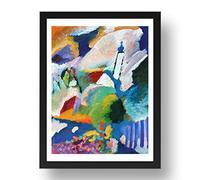 Period Prints Murnau with Church I 1910 by Wassily Kandinsky, vintage art, framed A3 reproduction poster print in 17x13 inch frame