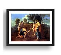 Period Prints POUSSIN, Nicolas: Et in Arcadia Ego, vintage art, A2 reproduction in 24x17 inch Black Frame