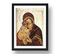 Period Prints THEOPHANES the Greek: Madonna of Don Icon, vintage art, A2 reproduction in 24x17 inch Black Frame