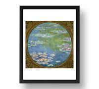 Period Prints Water Lilies, 1908 07 by Claude Monet, vintage art, framed A3 reproduction poster print in 17x13 inch frame