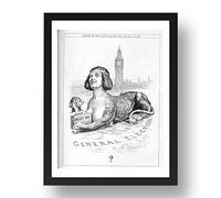 Period Prints Woman's Vote, Sphinx Thames Embankment London English, 1922, historic print, A3 reproduction in 17x13 Black Frame