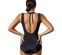 Period Swimwear One-Piece for Girls & Women - Leakproof Racerback Swimsuit with Built-in Menstrual Protection, Teen Sizes XS-2XL, Black, Heavy Flow Period Proof Swim Costume Size XS