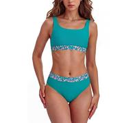 Period Swimwear Two Piece Menstrual Bikini Set Swimsuit Mid Waist Leakproof Bathing Suit Swimming Costume for Teen Girl Women S Blue