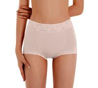 Period Underwear Lace Edge Sexy Pants Fashion Solid Breathable Fancy Cute Big Size Women's Underwear Shorts For Women Uk Long Leg Knickers For Women (Beige, L)