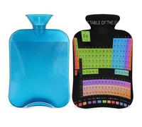 Periodic Table Hot Water Bottle with Cover, Periodic Table of The Elements 2L Hot Water Bag for Pain Relief, Neck Soft and Shoulder, Hand Feet Warmer, Hot and Cold Compress for Adult Kids