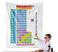 Periodic Table of Elements Chemistry White Blanket Microfiber Flannel Throw Lightweight Super Soft Cozy Blankets for Couch Bed Sofa Chair, Gift for Birthday Thanksgiving Christmas 50"x40" for Kids