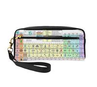 Periodic Table of Elements Double-Sided Printed Leather Portable Makeup Pouch-Multi-Purpose Cosmetic Bag, Pencil Case and Organizer for Women