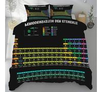 Periodic Table of Elements Duvet Cover Set Single Size Educational Chemistry Chart Quilt Cover 135x200 cm 3D Reversible Bedding with Pillowcase Zipper Closure Soft Comforter Covers Set a/6189