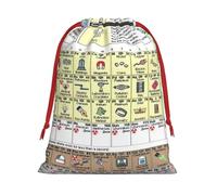 Periodic Table Of Elements Print Christmas Drawstring Gift Bags, Xmas Holiday Fabric Gift Wrapping Bag For Party, Size-L