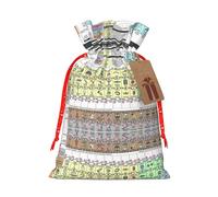 Periodic Table Of Elements Print Festive Red Drawstring Bag, Small Favors Pouch Ideal For Christmas Party Gifting-S Size