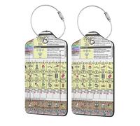 Periodic Table of Elements Print Leather Luggage Tags for Suitcases Personalized Travel Bag Luggage Labels with Privacy Cover Double Graphics Design for Easy Identification