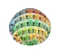 Periodic Table Of Elements Print Shower Cap For Women Lightweight Reusable Softdouble Waterproof Layers Leakproof.