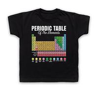 Periodic Table of Elements Science Geek Kids T-Shirt, Black, 5-6 Years