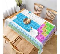 Periodic Table of Elements Tablecloth Square 140x140 cm - 3D Printed Science Pattern Table Cover and Table Cloth - Wipe Clean Waterproof Polyester Fabric for Garden, Kitchen, Party, Picnic 983v