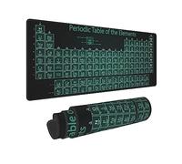Periodic Table of The Elements Black White Green Mouse Pad XL Extended Desk Mat, Non Slip Rubber Base Stitched Edge Gaming Pc Desktop Large Mice Pad,31.5 x 11.8 Inch