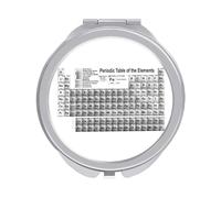 Periodic Table of the Elements Black White Pattern Folding Make Up Mirror, Compact 2X/1X Magnification Mirror, Women Portable Travel Makeup Mirror 2.4 x 2.4 inch