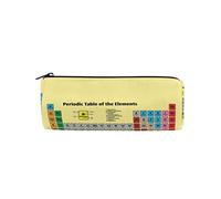 Periodic Table of the Elements on Yellow with Atomic Numbers, Names Creative Pencil Case, Cylindrical Pencil Bag Storage Pouch Pen Stationery, Portable Zipper Pouch Holder for School Student