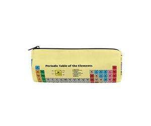 Periodic Table of the Elements on Yellow with Atomic Numbers, Names Creative Pencil Case, Cylindrical Pencil Bag Storage Pouch Pen Stationery, Portable Zipper Pouch Holder for School Student