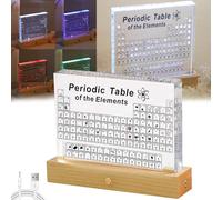 Periodic Table Real Elements, with LED Light Holder, Periodic Table Gifts, Periodic Table with Real Elements Samples, for Student, Teacher, Gift, Craft, Decoration