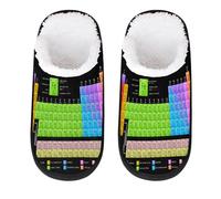 Periodic Table Slipper for Women Men Periodic Table Of The Elements Travel Slippers Foldable Indoor Plush Lining Slip on House Slippers Memory Foam Warm Home Sock Shoes L