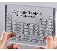 Periodic table with real elements, 83 elements, periodic table of elements with solid wood stand, elements chemistry gift, reveal mystery of elements and science with a magnifying glass