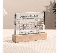 Periodic Table with Real Elements Inside, Acrylic Periodic Table of Elements Samples with Wooden LED Base,for Student Teacher Gifts Crafts Decor Teaching Tool,15*11.4*2 cm/5.9*4.5*0.8 inch