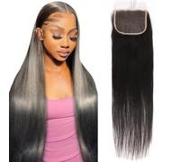 PERISMODA 5x5 HD Transparent Lace Closure Tiny Knot 12A Grade Brazilian Virgin Straight Hair 5x5 Closure Pre-Plucked with Baby Hair Raw Human Hair 22 Inch