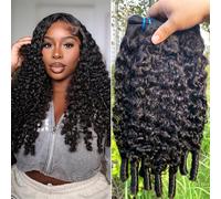 PerisModa Burmese Curly Human Hair Bundles 100% Unprocessed 12A Brazilian Virgin 3C4A Water Wave Bundles Human Hair 22 Inch Burmese Curly Hair One Bundles with Spiral Curls Natural Color