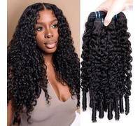 PerisModa Burmese Curly Human Hair Bundles 12A Virgin Burmese Curly Hair Bundles 100% Unprocessed Weave Bundles Human Hair with Spiral Curls for Women Natural Color (20 22 24 Inch)