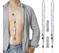 Peritoneal Dialysis Transfer Set Catheter Holder Accessories for Baxter. PD Lanyard Necklace Secure Shower Support. (2 Holders and 2 PCS Adjustable Neck Lanyards) (Gray)