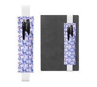 Periwinkle Blue Flowersleather Pen Pouch Bookmark - Full-Print Dual-Sided PVC Leather Bookmarker with Elastic Band for Notebooks, Journals & Planners (8-10 in Pens, 2-3 Capacity)