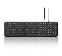 perixx PERIBOARD-210 USB-C Full Size Keyboard, Ultra Thin Design, Quiet Chiclet Keys, UK QWERTY Layout, Black