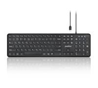 perixx PERIBOARD-210C Wired Full-Size USB C Keyboard with Quiet Scissor Keys - Compatible with Tablets, Desktop, and Laptops - Black - US International QWERTY