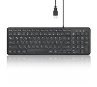 Perixx PERIBOARD-213 DE Compact Wired USB Keyboard with Silent Scissor Structure Keys for Computer, Numeric Keypad, Laptop and Tablet, Black, QWERTZ