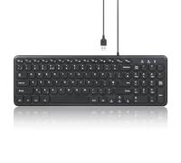 Perixx PERIBOARD-213U Wired USB Keyboard - Quiet, Slim Design with Scissor Keys, Integrated Number Pad, Compact UK QWERTY Layout, Black