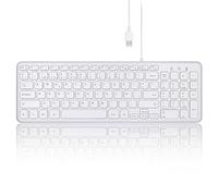 Perixx PERIBOARD-213W Silent Wired USB Scissor Keyboard - Compact Design with Numeric Keypad - White - Spanish QWERTY with Ñ