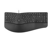 perixx PERIBOARD-305, Ergonomic Split Keyboard with Scroll Wheel - Adjustable Wrist Rest - Wired USB Full-Size Keyboard with 12 Multimedia Keys - UK Layout - Black