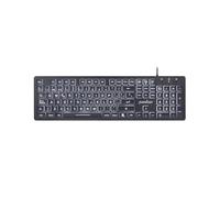 Perixx PERIBOARD 317 ES, Standard Backlit Keyboard, Large Printed Letters, Wired, Spanish QWERTY with Ñ, Black