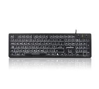 Perixx PERIBOARD-317 Wired USB Keyboard, White LED Backlit, Big Print Illuminated Keys, UK QWERTY, Black