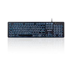 Perixx PERIBOARD-317R USB Backlit Wired Keyboard - Capital Letters - Bright Tri-Colour LED - Elegant Round Keys - German QWERTZ Layout