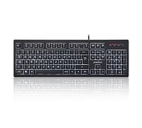 Perixx PERIBOARD-329 Wired Backlit Keyboard, Big Print Letter with Multi-Colour Illuminated LED, X Type High Scissor Keys, QWERTY UK