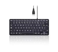 Perixx PERIBOARD-332 Mini USB Wired Backlit Keyboard Slim Design with Bold and Large Printed Keys, White LED Light, French AZERTY