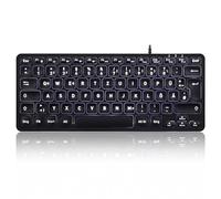 Perixx PERIBOARD-332 Wired Mini USB Keyboard with Backlight, Slim Design with Large Font Keys, Flat Keys with White LED, German QWERTZ Layout