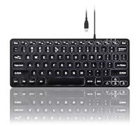 Perixx PERIBOARD-332 Wired Backlit USB Keyboard - Mini 11.22x4.57x0.83 Inches - Slim Scissor Keys with Big Font - White Illuminated LED - US English