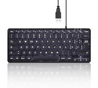 Perixx PERIBOARD-332BIT USB Wired Backlit Mini Keyboard - Large Fonts - Low Profile Keys - Adjustable White LED Backlight - Italian Layout - Black