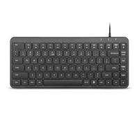 Perixx PERIBOARD-407B US, Wired USB Mini Keyboard with 11 Hot Keys - Glossy Black - US English Layout