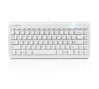 Perixx PERIBOARD-407W US, Wired USB Mini Keyboard with 11 Hot Keys - Glossy White - US English Layout